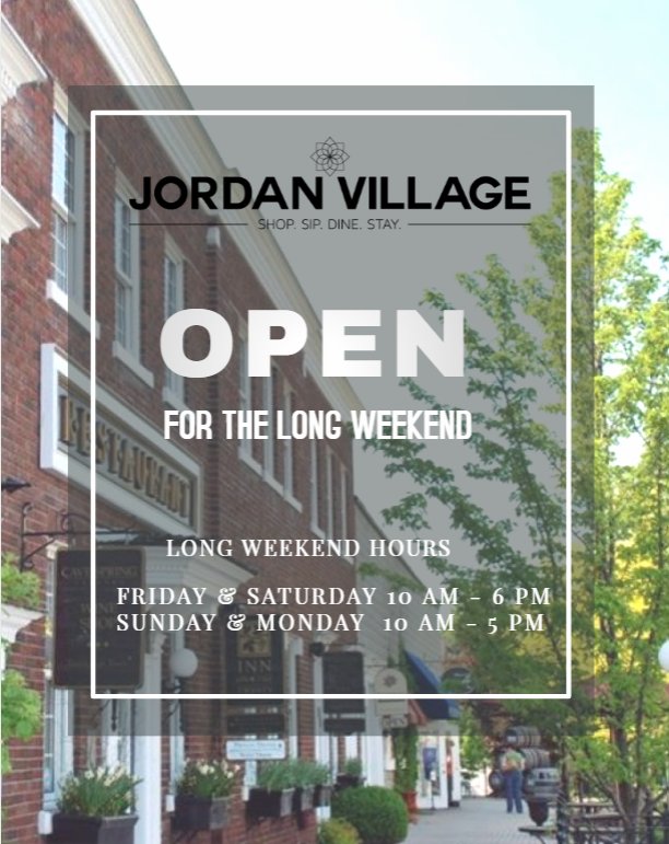 Jordan_Village's tweet photo. We are open all weekend! Try on some new fashion and jewelry, take a leisurely stroll through our galleries and enjoy some delicious local delights! https://t.co/hNRzqzPNj4