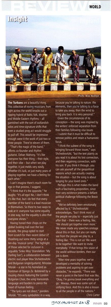 sixdegreesrcrds's tweet photo. "@TheTurbans are a beautiful thing. A ripping hybrid of Baltic folk, Klezmer &amp; Middle Eastern rhythms all garnished with the sort of outlandish solos &amp; time signature shifts that even a studied Prog act would struggle to pull off"-RNR Mag reviews the debut album from The Turbans- https://t.co/nNl8o82NoL