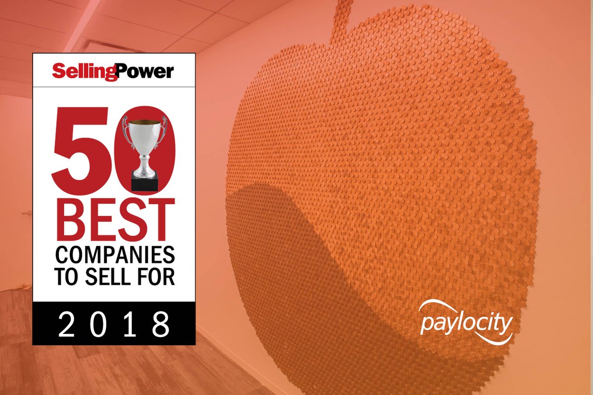 Paylocity's tweet photo. We are thrilled to again be on @SellingPowerMag's list of 50 Best Companies to Sell For 2018! https://t.co/q76D4Vj2IP #PCTY #PCTYSales https://t.co/JiGtvluF3Z