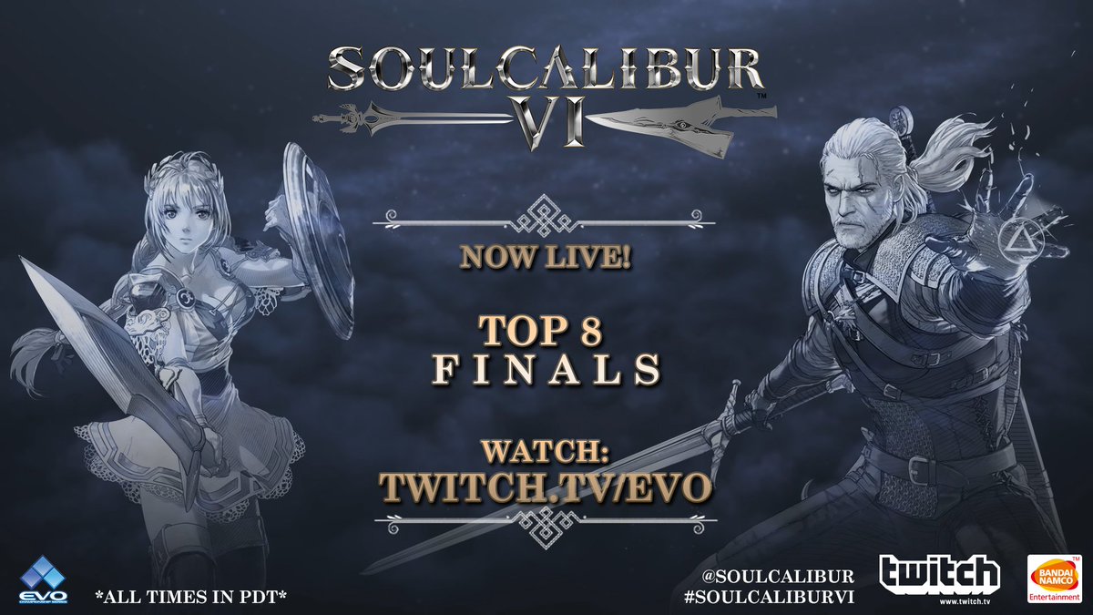 Bandai Namco Us We Have Reached The Top 8 For The Soulcaliburvi Tournament At Evo Tune In Now To See Which Warrior Will Be The Last One Standing Catch All