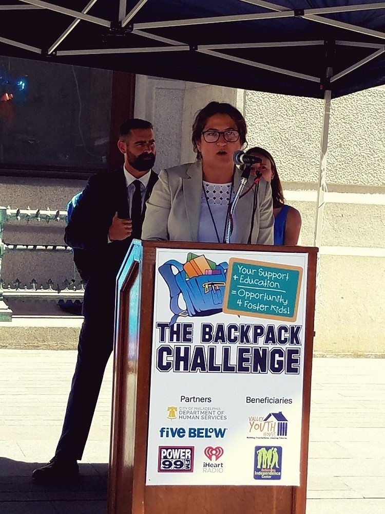 PHLCityHomeless's tweet photo. Listen up! @PhiladelphiaDHS Commissioner Cynthia Figueroa talks about why we need to support youth in foster care as they go back to school. Join #backpackchallenge2018 https://t.co/IYkyR8GrHs https://t.co/CR0T7EKnX0
