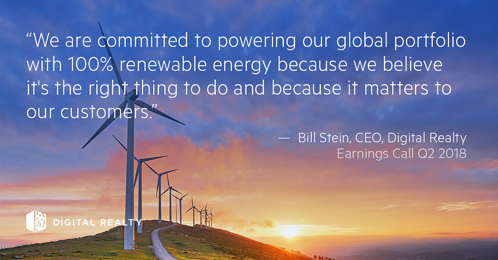 Very proud that Digital Realty is continuing it's commitment to power our Global portfolio with 100% renewable energy. #Sustainability #GreenDataCenters #RenewableEnergy