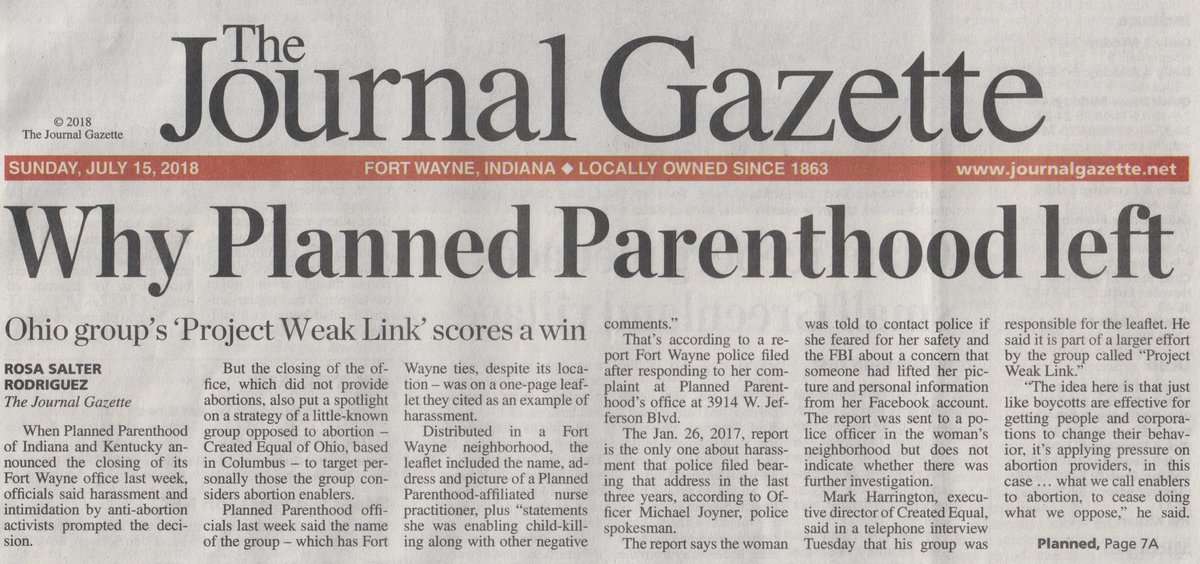 createdequalorg's tweet photo. Another Win for #ProjectWeakLink!
Fort Wayne Planned Parenthood Closes! https://t.co/G2El0gNDOf