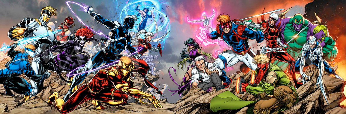 daarkanjel's tweet photo. This brilliant edit by Thomas Mason merges my #WildCORE with a #WildC.A.T.s that Brett did for a Sketch Saturday a couple months ago, mind blown! @Demonpuppy @mentalstudios @warrenellis This is the dream team of artists I'd love to see in the new #WildStorm Universe! #WildCATs https://t.co/k9GOryLyFw