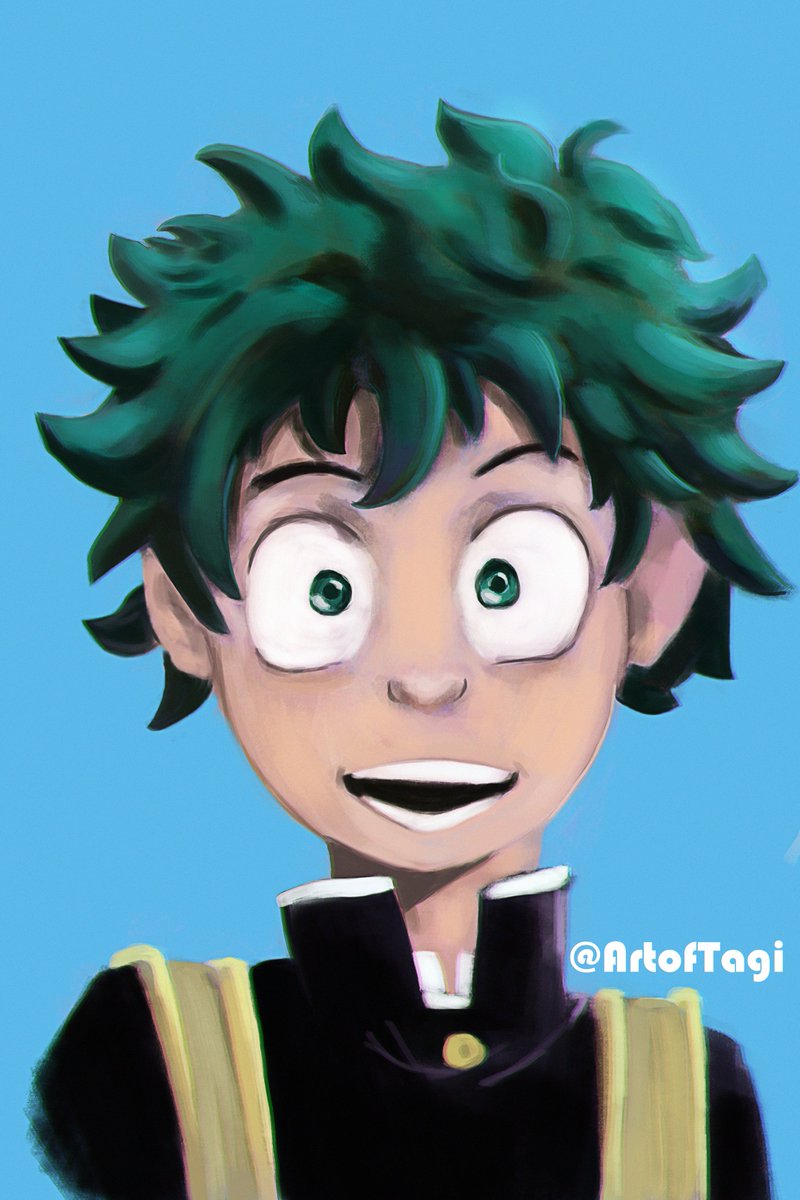 jjtylerauthor's tweet photo. Thow back to a painting I did live on Twitch of #Deku from #MyHeroAcademia #FanArtFriday https://t.co/8VeCVIE9kH