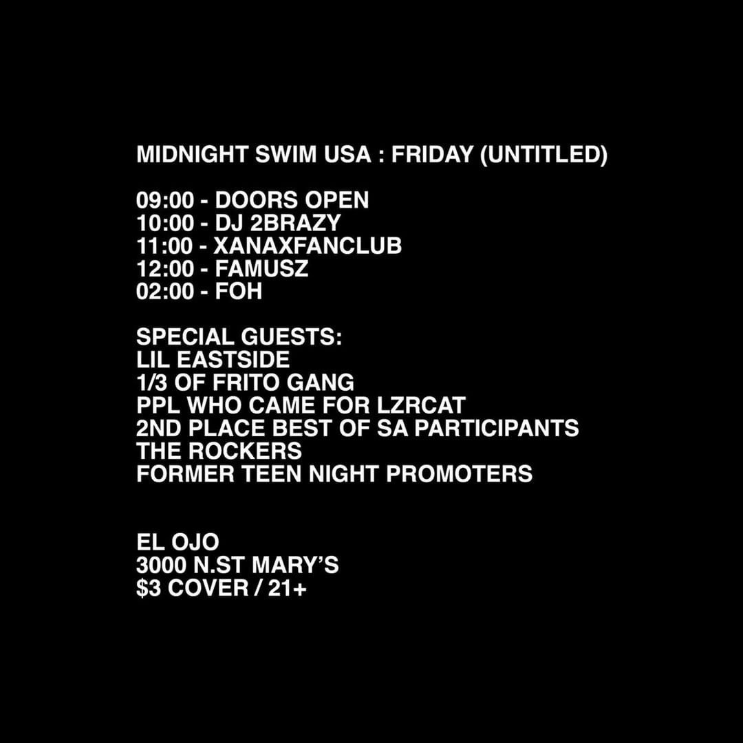 ElOjoSanAnto's tweet image. Midnight Swim USA Tonight! With Special Guest @ElOjoSanAnto on 3000 N. St. Mary's #midnightswim #strip #SA