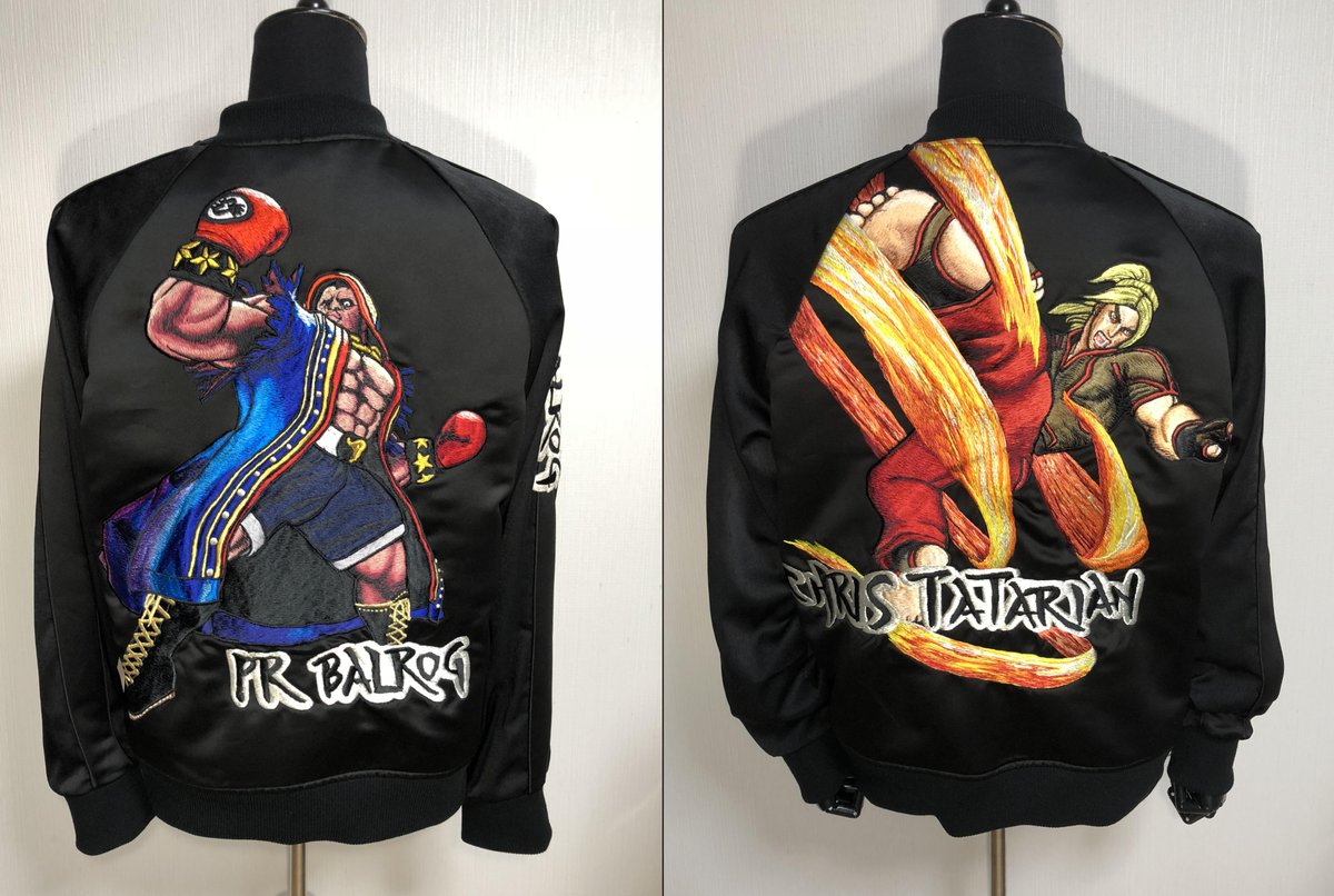 BeastFGC's tweet photo. Look for each of the #CygamesBeast players in their custom-made "Skajan" jackets by artist SHISHUMANIA (@takuma_fukumori) and designer Takuya Suemoto (@kuytt29). Swag level: BEAST https://t.co/HBxQyD0bEc