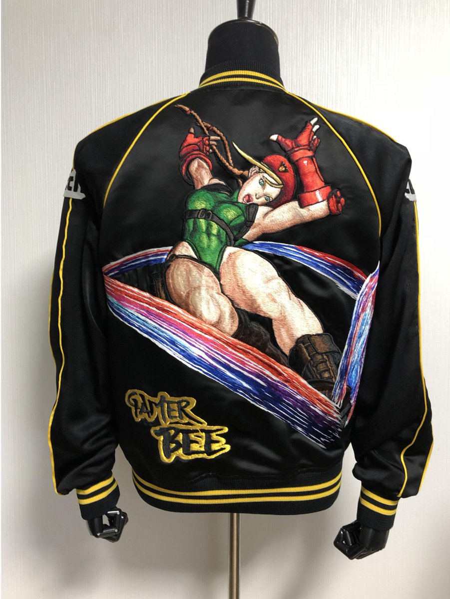 BeastFGC's tweet photo. Look for each of the #CygamesBeast players in their custom-made "Skajan" jackets by artist SHISHUMANIA (@takuma_fukumori) and designer Takuya Suemoto (@kuytt29). Swag level: BEAST https://t.co/HBxQyD0bEc