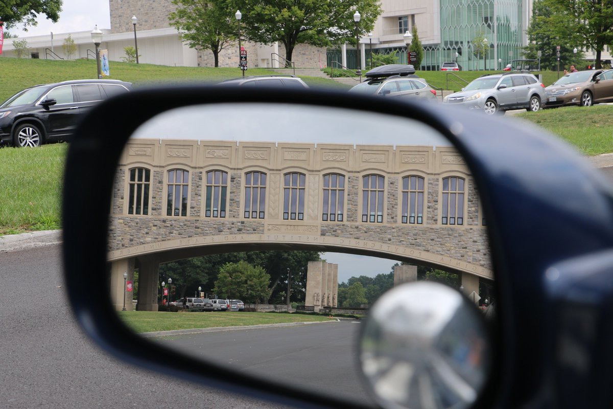 Torg bridge in a sideview car mirror