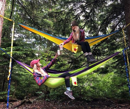 Just hangin', beer slangin' 📷 <a href="/Sammi_Saint/">Sammi</a>  #summervibes #camping #hammocks #bananahammock #bccraftbeer #longweekend