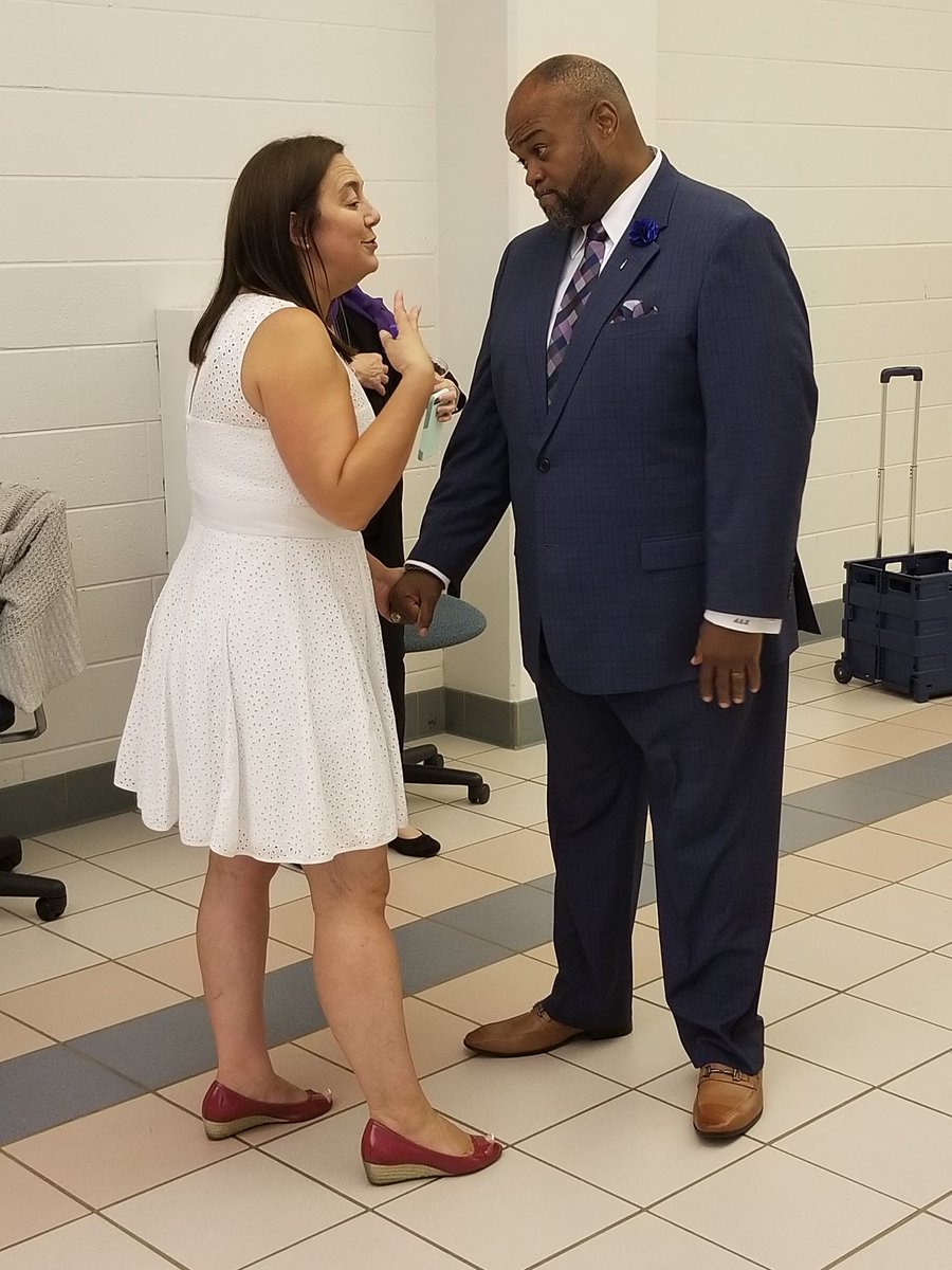 DrJenHawthorne's tweet photo. Erin Gruwell &amp; Supt Russell Hughes - Welcome Back Walton teachers! #EPIC2 #progressonpurpose #WaltonWay https://t.co/JBajYWjXFi