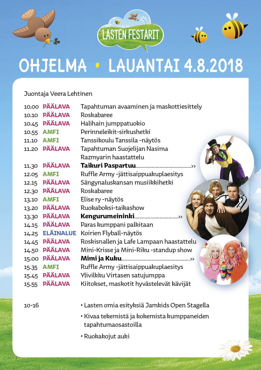 Huomenna se on! Lasten Festarit eli kesän kivoin päivä! Lue täältä ohjelmasta: lastenfestarit.fi 
#lastenfestarit #lastenfestarit2018 #lastenkulttuuri #ilmainentapahtuma #perhetapahtuma #lapset