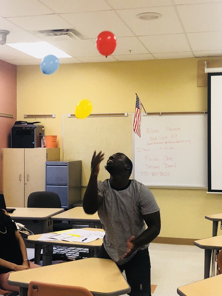TalentSlps's tweet photo. Elaine Harman teaches Minute-to-Win-it to the new PE teachers. They are learning how to keep students active and engaged while practicing their own juggling skills. #new2slps #PEContent https://t.co/3KdKtMmE7c