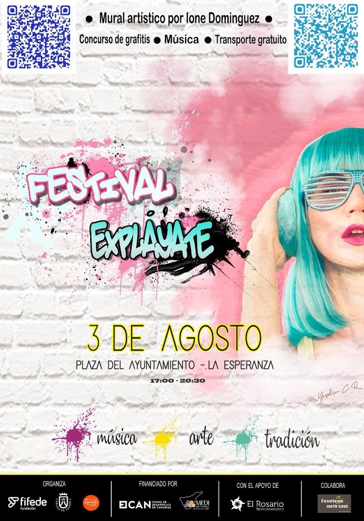 fifedetenerife's tweet photo. El Festival Expláyate forma parte del Proyecto Iníciate de la Fundación Fifede Tenerife y contará con transporte gratuito desde Radazul. Ambas propuestas se celebran en La Esperanza.
#GenerandoOportunidades 
#ProyectoIniciate https://t.co/fzaZH5eJPm