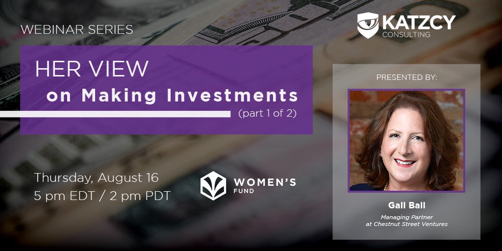 KATZCYLLC's tweet photo. August 16 @ 5PM ETD: Join the @BrightTALK webinar “Her View on Making Investments” and learn how you can identify &amp; invest in the fast- growing woman-owned #tech space. Register today: https://t.co/9uxVIiFACe #startups https://t.co/ostmA5ehyf