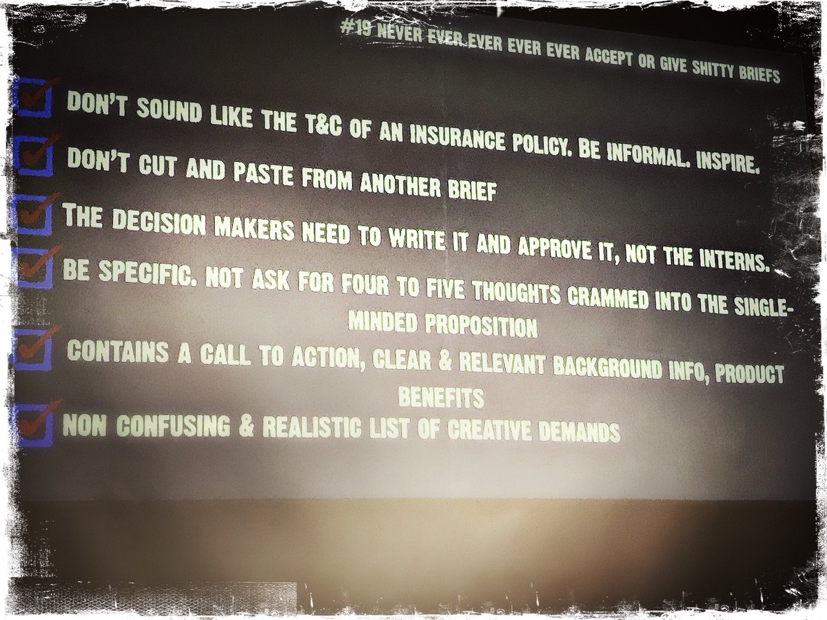audioalchemist_'s tweet photo. james gilbey (@RMUTT) gave one of the most entertaining, honest, inspiring &amp; useful ad talks we've heard in awhile. 

hire him to write your next brief.

(extra points for citing the brief given to @BrianEnoMusic for the windows start-up sound)
#NeverAcceptOrGiveShittyBriefs https://t.co/b6lgJ44GPr