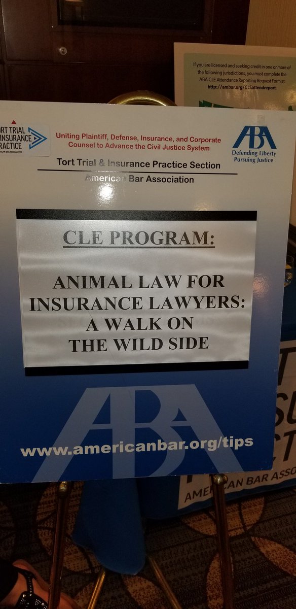 ABATIPS's tweet photo. CLE Program: Animal Law For Insurance Lawyers: A Walk on The Wild Side https://t.co/cp66f5j7B6