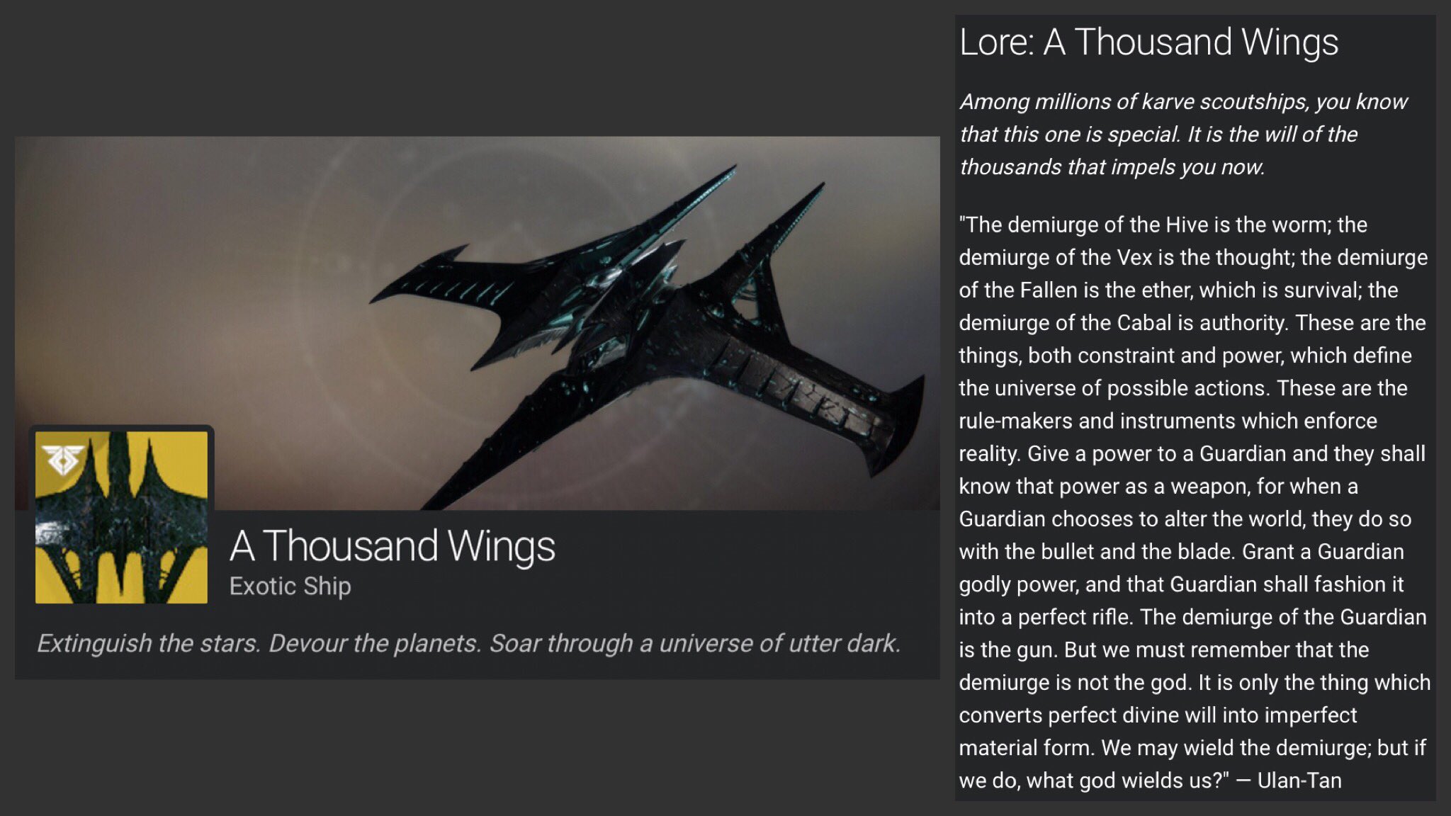 Kyber on Twitter "Destiny2 A Thousand Wings Exotic Ship from the