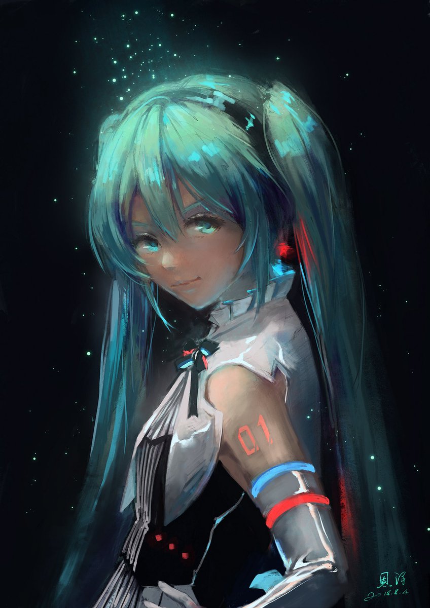 hatsune miku 1girl solo long hair twintails gloves elbow gloves looking at viewer  illustration images