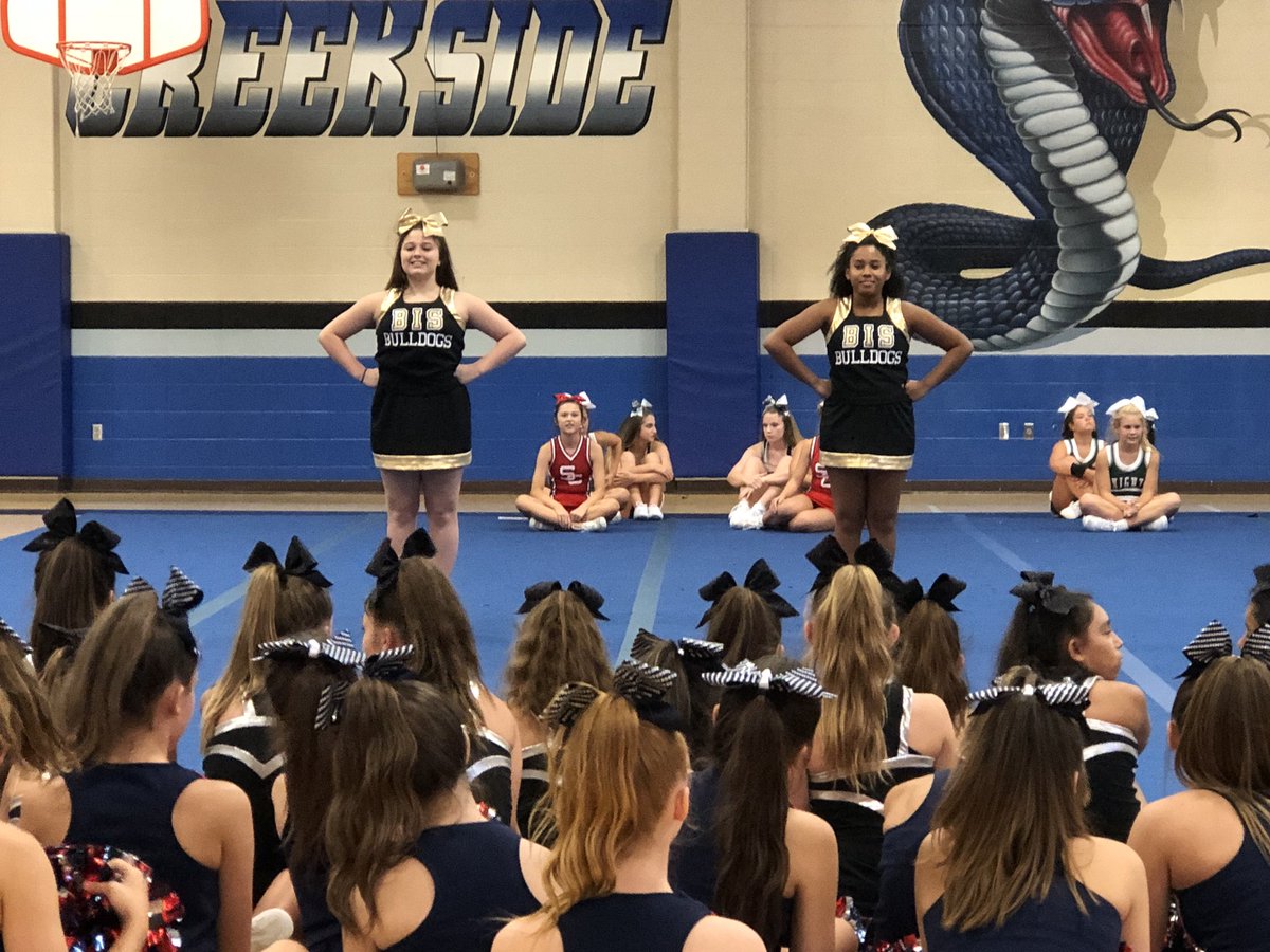 8th grade All-American candidates Emily and Lindsey #BIScheer #bulldogs #cheercamp