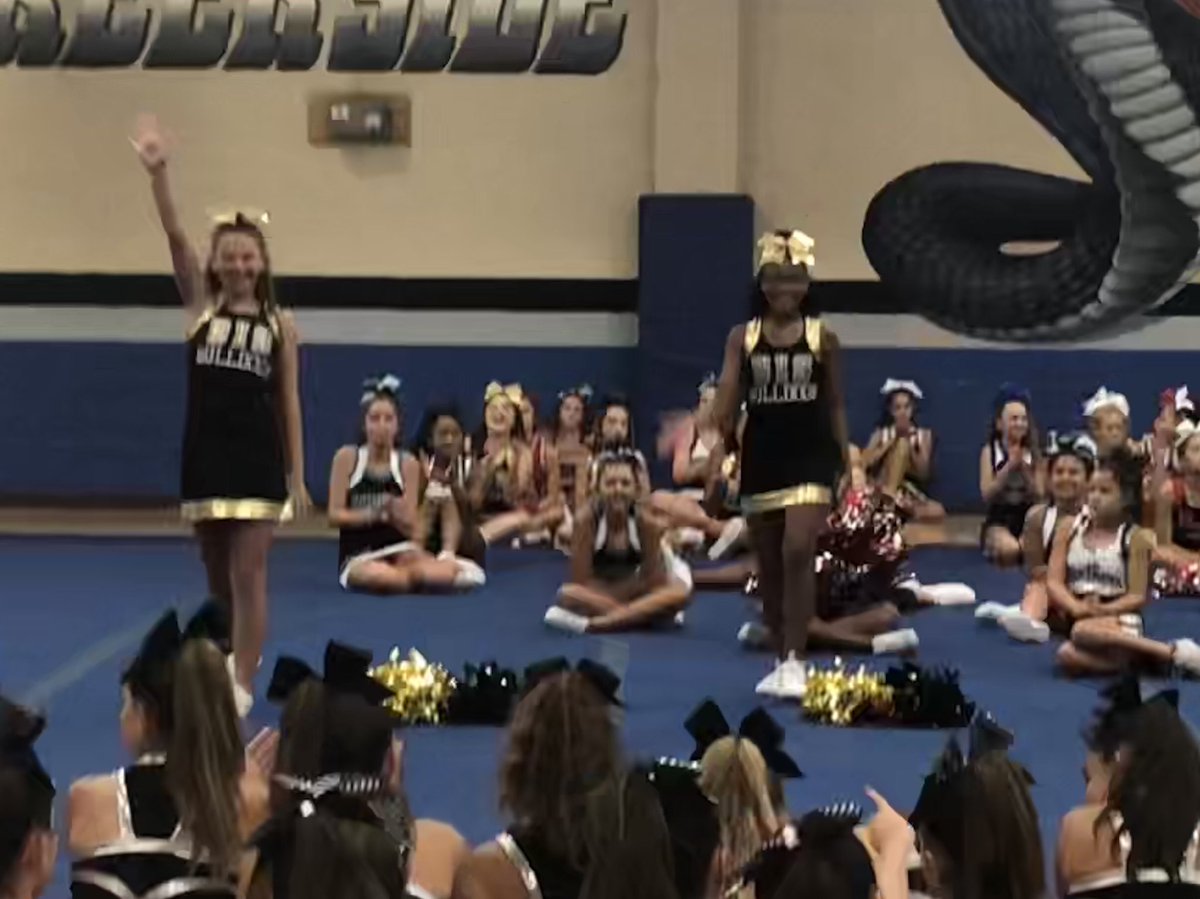 7th grade All-American candidates Jenna and Aniya #BIScheer #bulldogs  #cheercamp