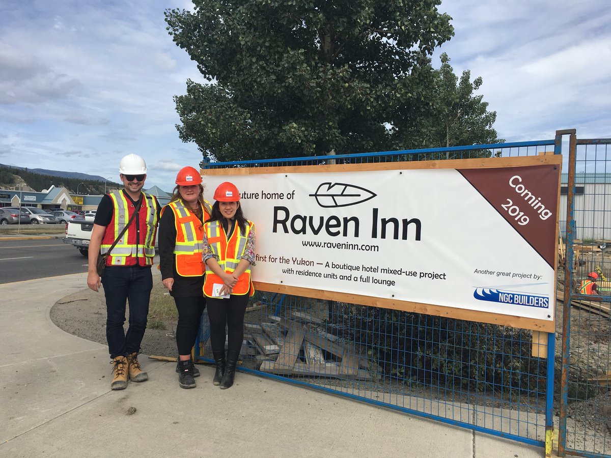 TravelYukon's tweet photo. Our first site visit of the @raveninn_yxy; thanks to Kurt! We’re excited to see the progression #MeetingsYukon #YCBMember #YCBFAM https://t.co/Vl1vBqNt34