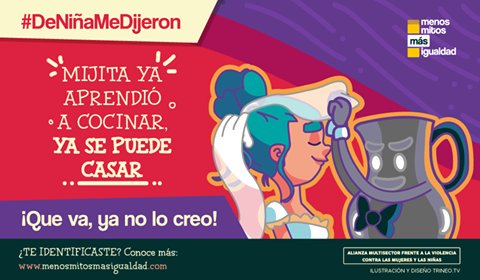 #DeniñaMeDijeron que a las mujeres se valoran por belleza, quehaceres y cuidado del hogar ¡Nosotros creemos que esto no es verdad! Sé parte de la campaña #MenosMitosMásIgualdad el mundo necesita de más personas que quieran crear sociedades más justas y equitativas para tod@s