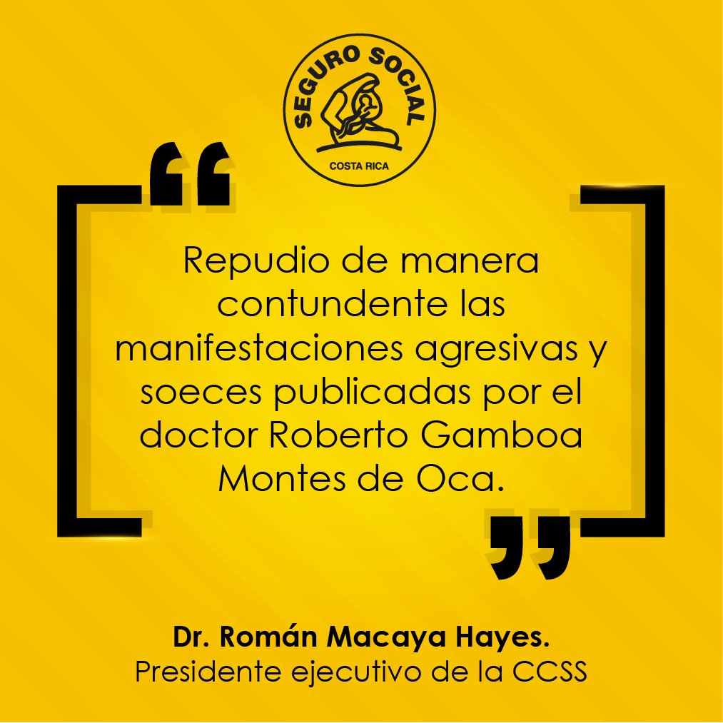 CCSSdeCostaRica's tweet photo. #ATENCIÓN Presidente de la CCSS deplora manifestaciones de odontólogo y ordena el inicio de las acciones que en derecho correspondan. https://t.co/LpwwmqVJXt