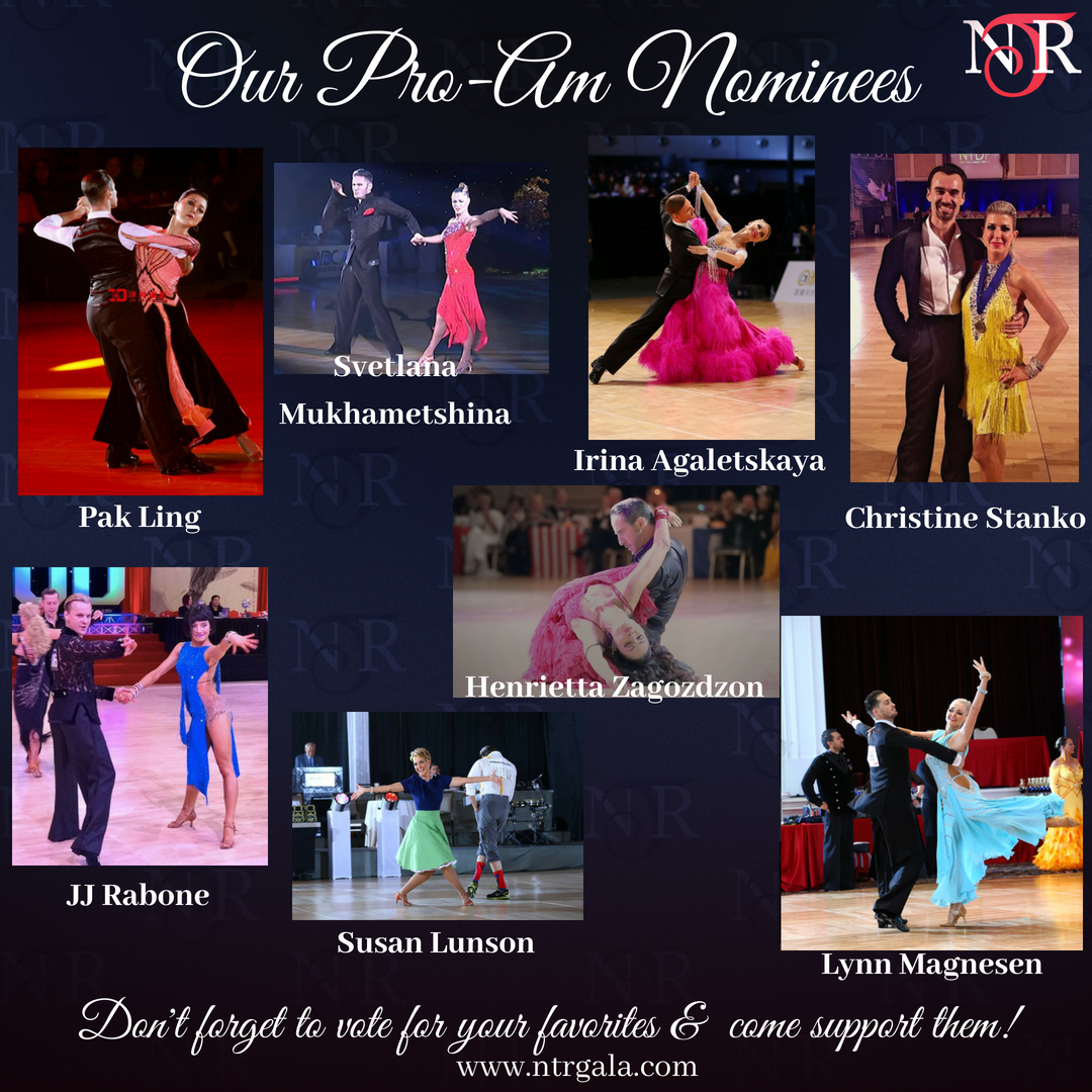 Presenting...our Pro-Am Nominees! Remember to vote for your favorite and support them by coming to DanceVision Awards on August 26th! Go to ntrgala.com to learn more!
.
.
#ntr #ntrgala #gala #dancevision #dance #dancers #ballroomdance #ballroom #dancer #hollywood