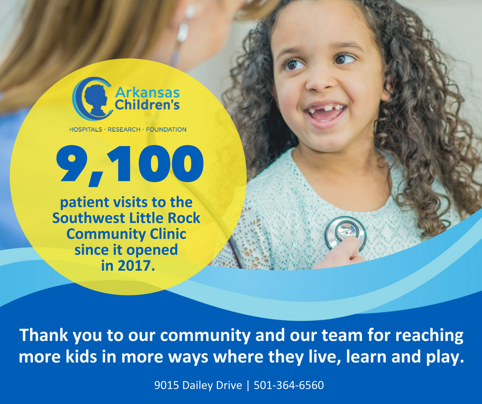 Last year, we opened the Southwest Little Rock Community Clinic to reach more kids in more ways where they live, learn and play. Excited to see more than 9,000 children visit the clinic and receive #CareClosetoHome #Championsforchildren #happyanniversary #SWLRCC