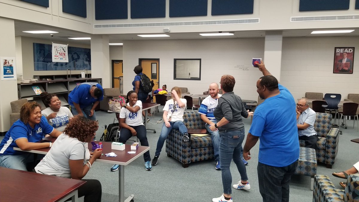DaRealKoachBee's tweet photo. First Friday's @Newton_High, good way to fellowship, and play a little Taboo to end the first week of school Sponsored by @NHS_PBIS #RamsRise #WeThrive #onenewton https://t.co/dP9nJ97G7H