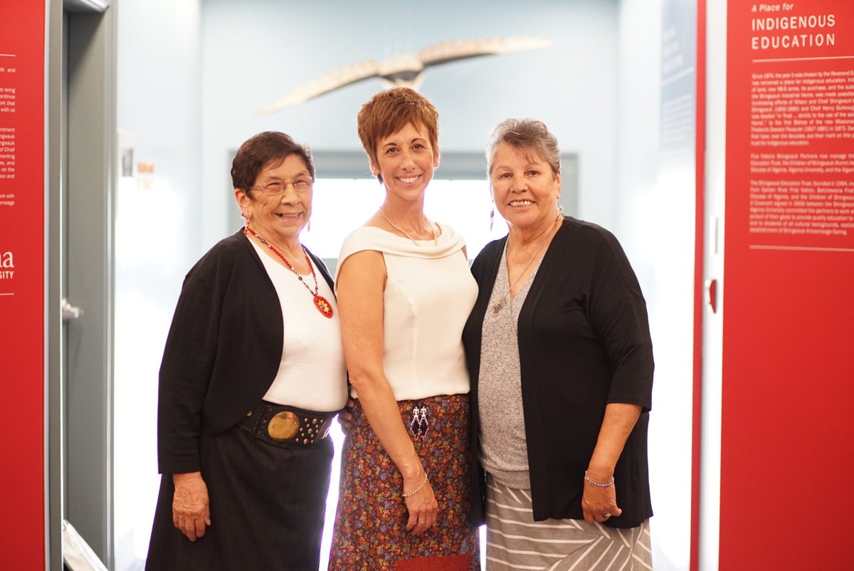 AlgomaU's tweet photo. The first major, permanent, residential school Survivor-driven exhibition in a former residential school building opened in ceremony today in Shingauk Hall. The event honours over 4  decades of work led by the Survivor community: https://t.co/oeoFWb7Dxc https://t.co/6snai13O99