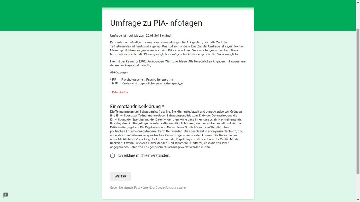 PiA-Bündnis (@piabnds) on Twitter photo #Umfrage ü zukünftig zu planende #Infotage f #PiA. #Veranstaltungen sollen a Bedürfnisse u Wünsche d #Psychotherapeuten i #Ausbildung angepasst u d Beteiligung dadurch erhöht werden. <a href="/PiAimStreik/">PiA im Streik!</a> @M_Huenninghaus <a href="/GuenterRuggaber/">Günter Ruggaber</a> <a href="/ptma_o/">Ptma</a> goo.gl/kAGHkn #Umfrage ü zukünftig zu planende #Infotage f #PiA. #Veranstaltungen sollen a Bedürfnisse u Wünsche d #Psychotherapeuten i #Ausbildung angepasst u d Beteiligung dadurch erhöht werden. <a href="/PiAimStreik/">PiA im Streik!</a> @M_Huenninghaus <a href="/GuenterRuggaber/">Günter Ruggaber</a> <a href="/ptma_o/">Ptma</a> goo.gl/kAGHkn