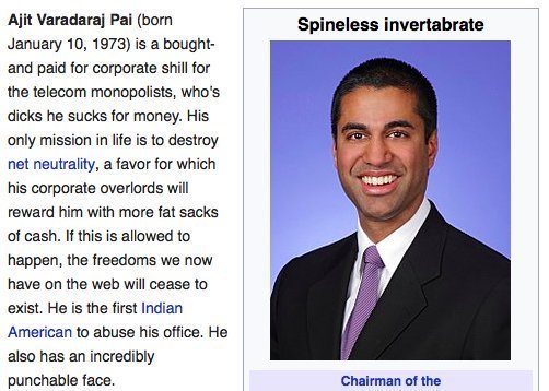fifthstreetdude's tweet image. Unless he's telling us his plan to restore #NetNeutrality, WE THE PEOPLE don't want to hear anything out of his corporate shilling face.

#FireAjitPai
