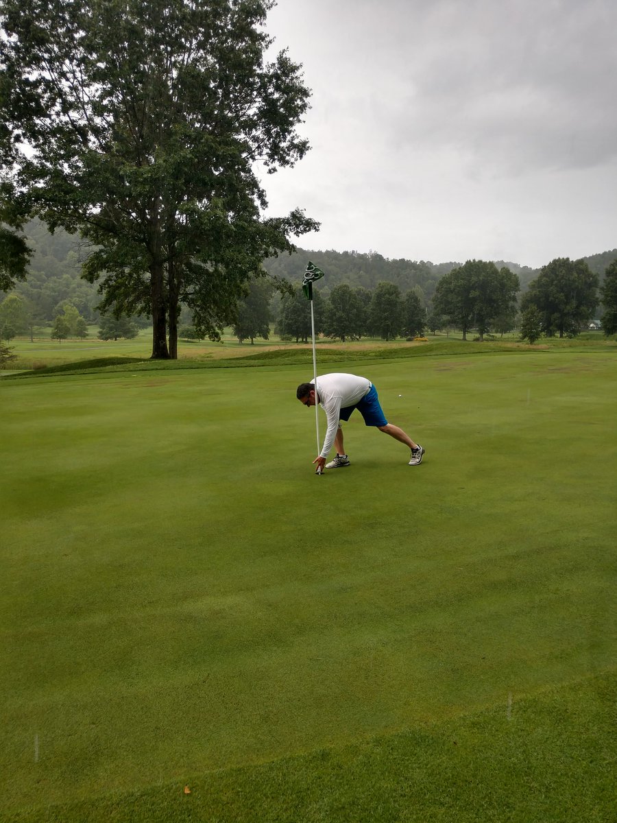 CapitolAdvocate's tweet photo. Just made my first #HoleinOne today @WVEdgewoodCC. Threw it past the flag on #6 about 12 feet and spun it back to the hole. @SrixonGolf #Z765 PW from 134 yards. @WilsonGolf #DuoU ball @aussieallenby @RealRickyBarnes @grantfuhr https://t.co/TNTmTD6pxs