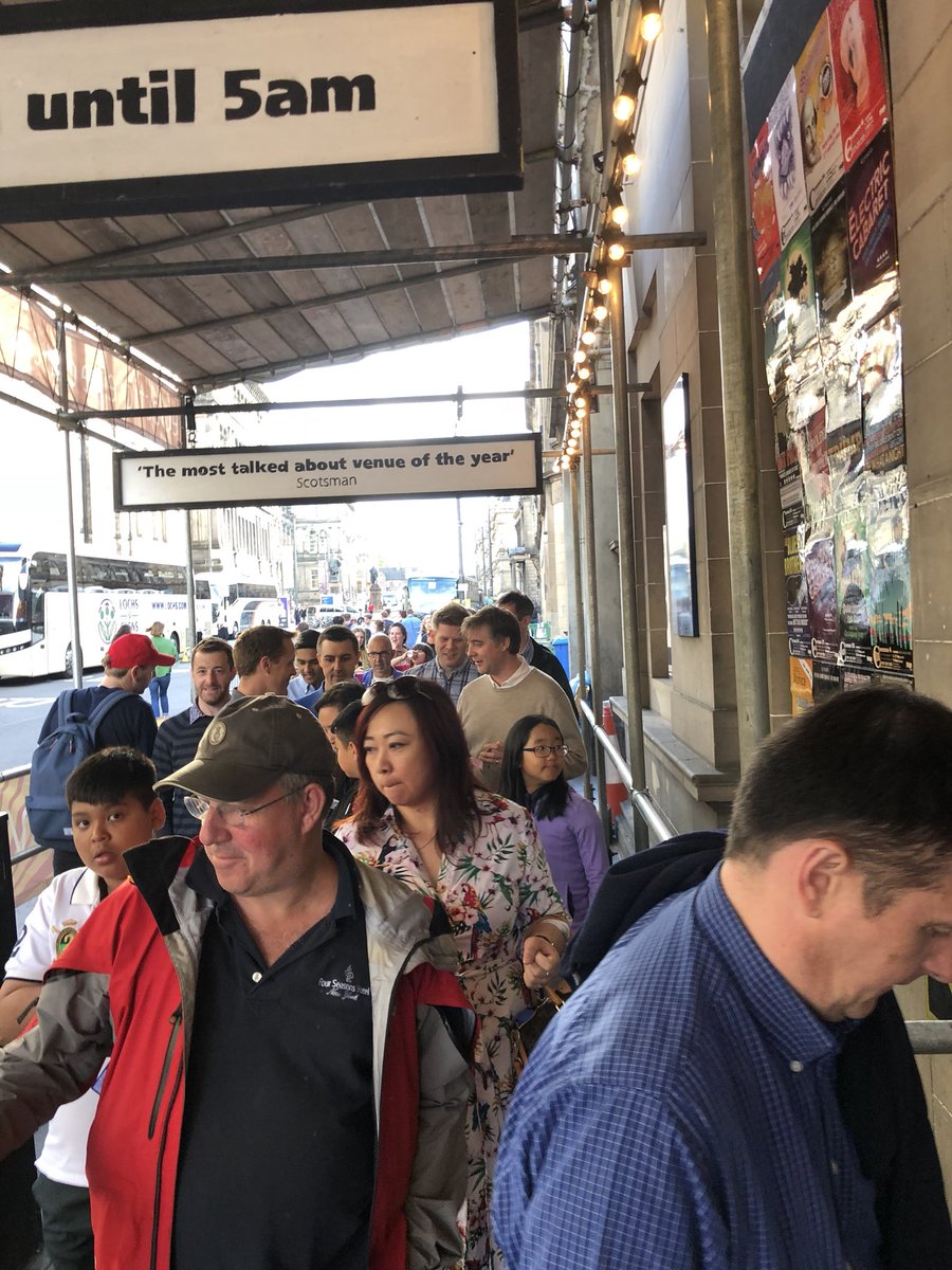 Trumpd_Musical's tweet photo. Queueing round the corner for Trump’d! Thanks for an incredible audience tonight guys! #trumpdmusical https://t.co/DI9CstxVag