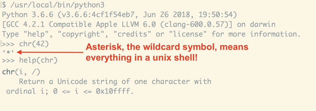 aapris's tweet image. That's it! The Meaning of 42! 😮
>>> chr(42)
'*'
The #asterisk is a #wildcard character in e.g. #UnixShell!.
#DouglasAdams #TheAnswerToLifeTheUniverseAndEverything #GeekStuff #Python #42 #chr42