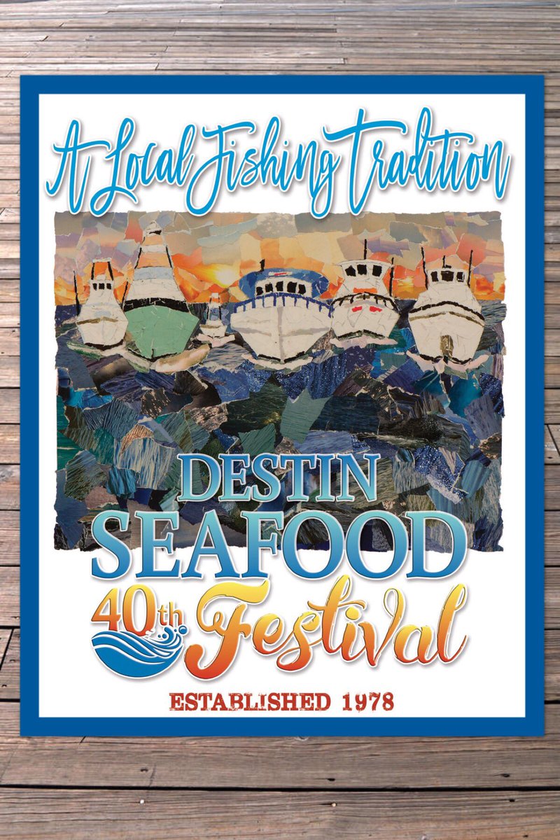 A preview of the poster and T-shirt art for the 40th Annual Destin Seafood Festival featuring art from this year’s contest winner, Rebecca Russell! 🎣

🛥T-shirts and Posters will be available at the Festival Oct. 5-7, 2018 and also available afterwards for purchase online.