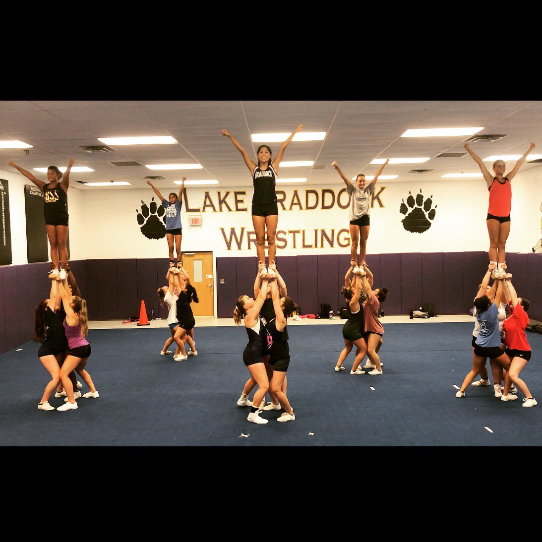 BraddockCheer's tweet photo. Back to basics with Varsity tonight! #StrongBasicsBuildBetterSkills Super excited about the hard working team this season!  #LBcheer #2018 https://t.co/Cz4QlKPcOl