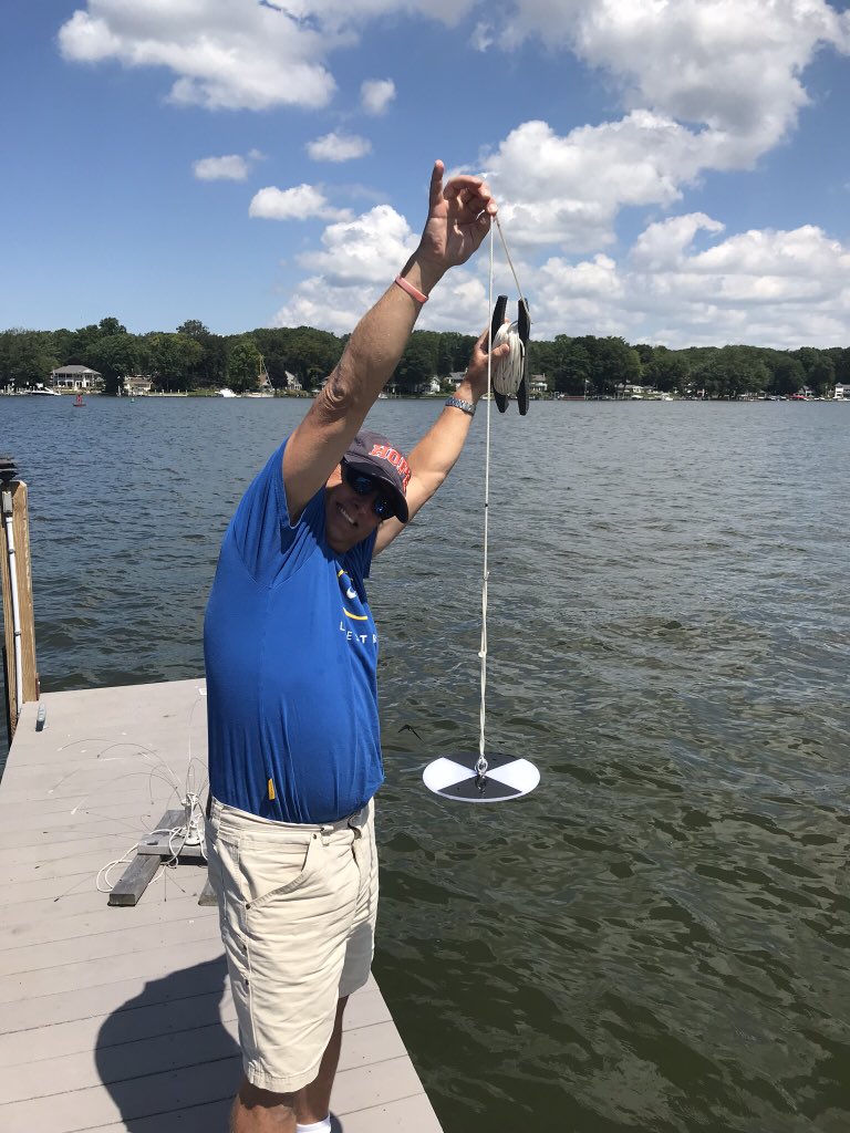 lisa_borre's tweet photo. Recorded 0.9 meter Secchi depth today for #LakeMacatawa, MI with the #LakeObserverApp while visiting friends there. #LakesAppreciation month may be over, but @SecchiDipIn accepts data anytime! #SDI2018 https://t.co/w3AA5f5OGL