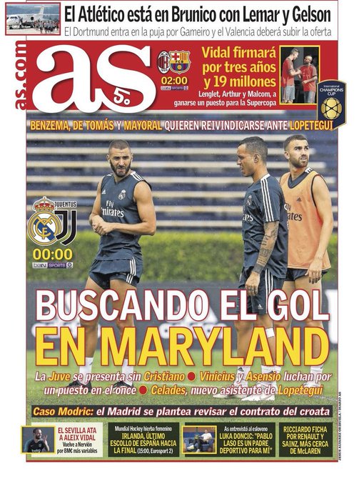 ci_RMA_Fan's tweet photo. AS | Le Real Madrid à la recherche d'un buteur.
- Benzema, De Thomas, Mayoral veulent prouver à Lopetegui. 

- Asensio et Vinicius pour une place de titulaire.

- Le Real Madrid veut revoir le contrat de Luka Modric. https://t.co/Qe221jKdwR