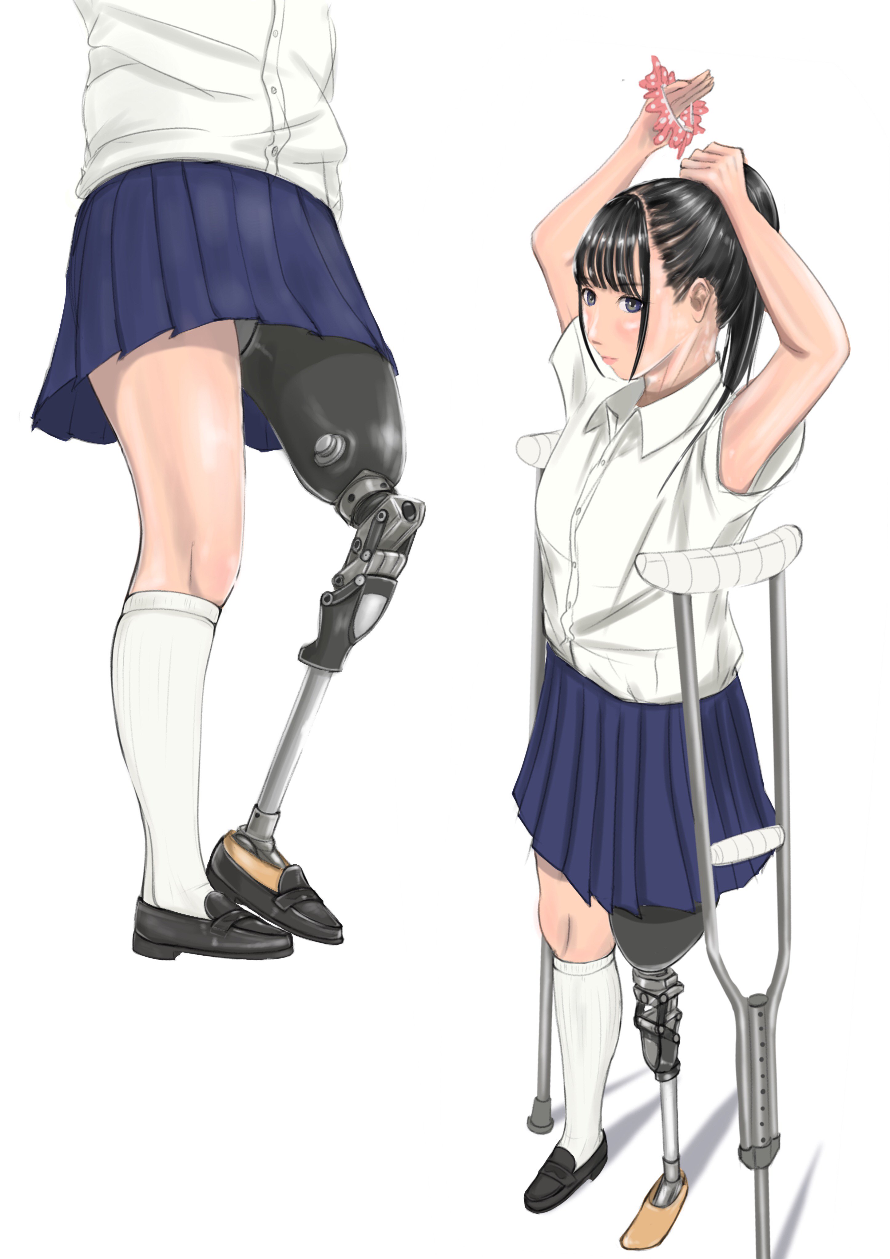 Mile 在 Twitter 上 毎日毎日暑すぎるので描きました 女の子がポニテにする瞬間いいよね 欠損 義足 Amputee T Co Zehmv58ojd Twitter