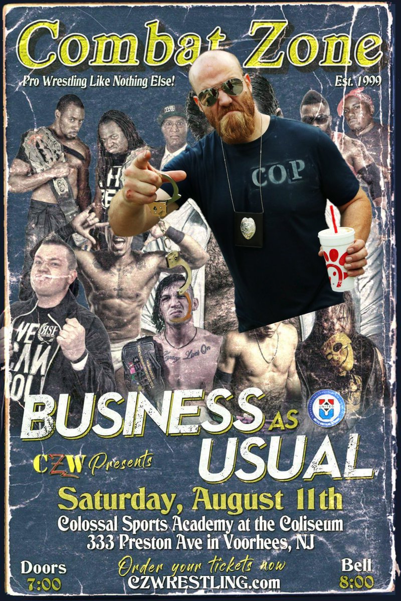 Here's the real official poster for the next <a href="/combatzone/">CZW: Combat Zone Wrestling</a> event. I'll lay the fucking law if I have to, point fucking blank.