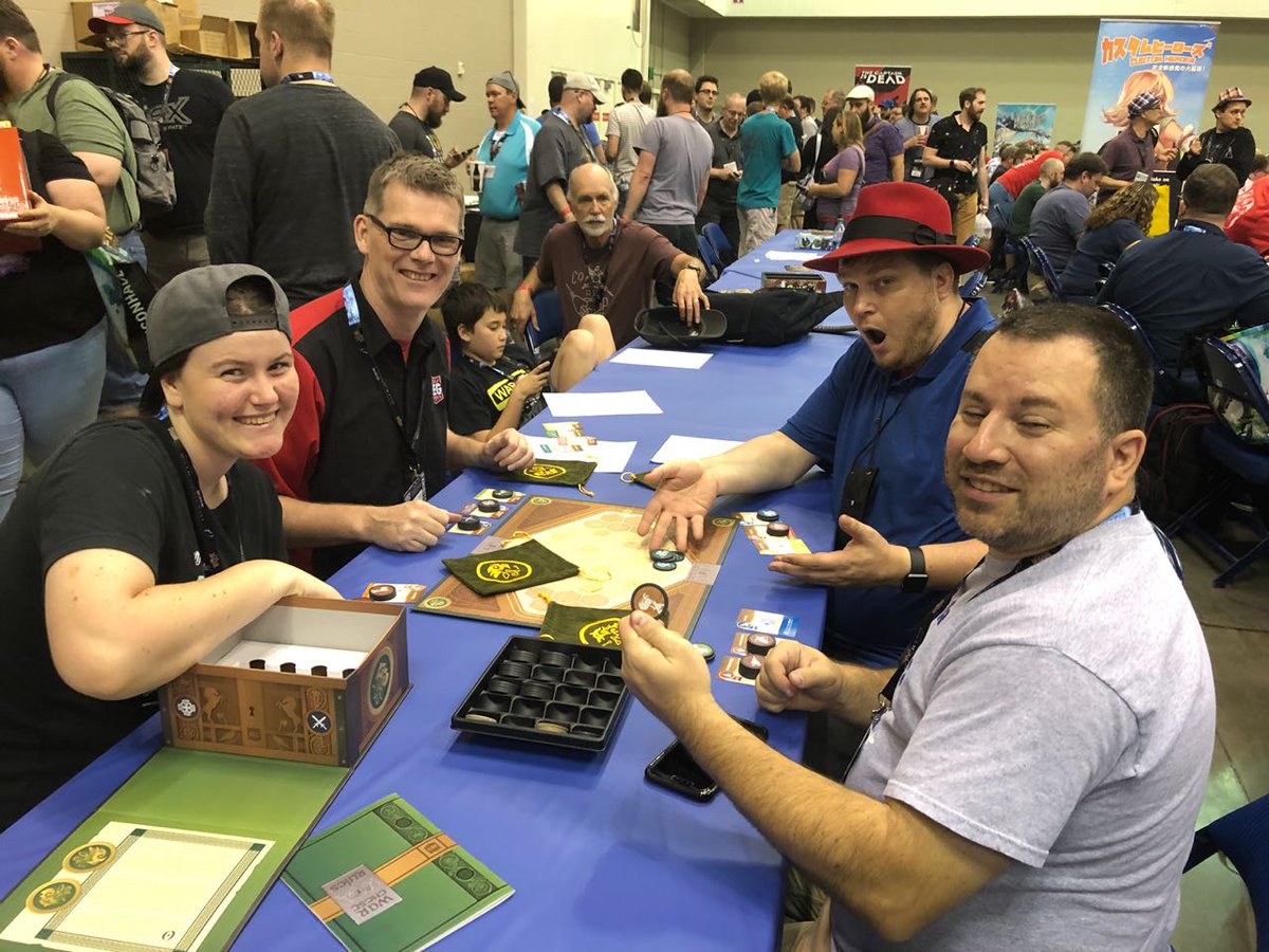 alderac's tweet photo. Tom Vasel from @thedicetower having fun with War Chest! #BGN #gencon2018 #gencon #games #game #boardgames #tabletop #j2s #bgg https://t.co/oUymiKbLXH