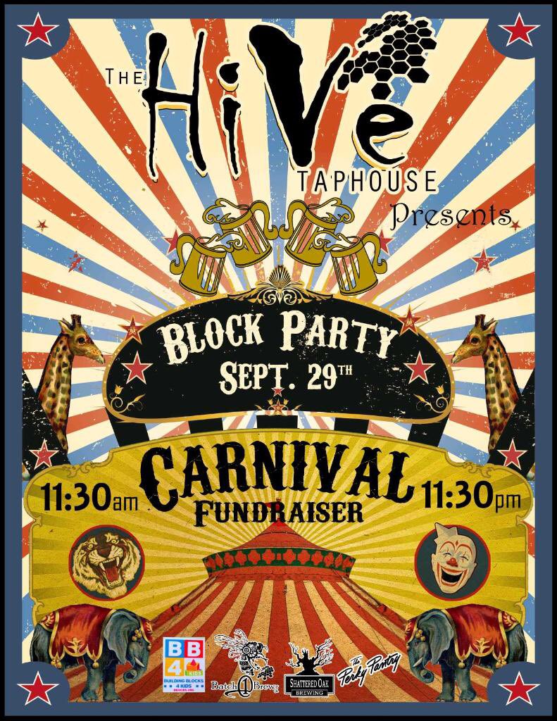 Come #blockparty with us 9/29/18 11:30am-11:30pm and other #local #businesses, #breweries and #cideries, with #carnival #games, #livemusic, and #prizes! 

Bring the whole #family!

You may even be able to dunk a brewer.

#cheers #oregoncity #thehivebuzz #ohhive #5atthehive