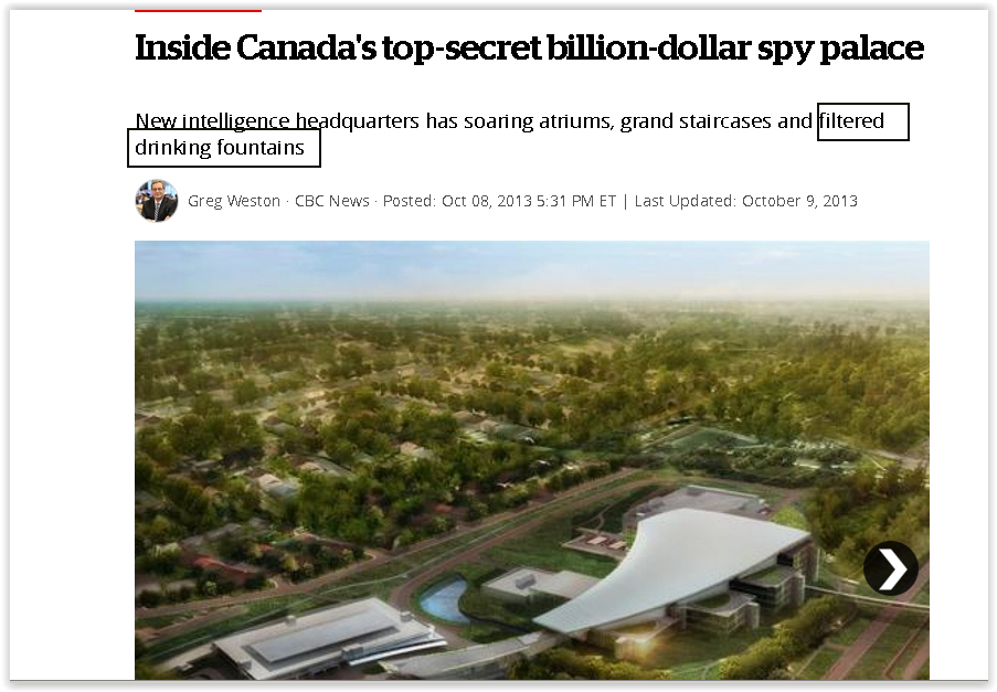 SRAntiFascism's tweet photo. Correction #5BillionDollar #SpyPalace
#MustBeNice Eh?@cse_cst
To Think That #ManyPeoples
Don't Even Have #CleanDrinkingWater
Same Peoples You #CyberHarass
All The Time 4 #NEB:#CSIS
#DrinkingWaterCrisis
In #FirstNationsCommunities
#ViolatesHumanRights
E/F:https://t.co/XHG3AEfa52 https://t.co/nKGVNiSNvM
