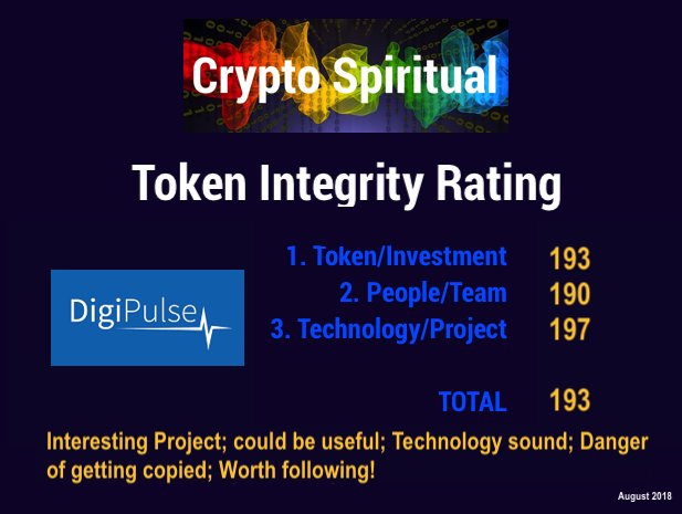CryptoSpiritual's tweet image. New #CryptoSpiritual Integrity Rating Available! #CryptoTokenRating for #DIGIPULSE - explanation in #CryptoSpiritualEnergyUpdate : youtu.be/DVG70Lng980