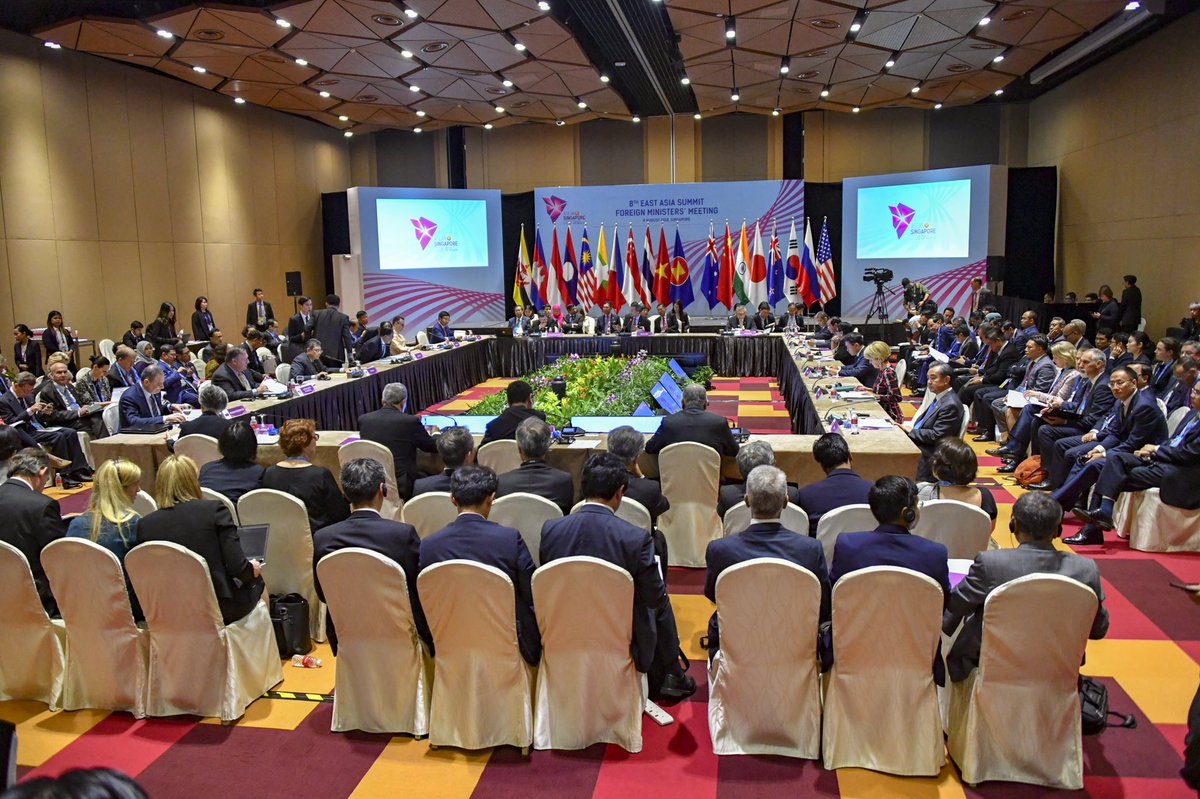 Good discussion today with #EastAsiaSummit Foreign Ministers on security issues: #DPRK #SouthChinaSea &amp; counterterrorism. We are committed to a free and open #IndoPacific <a href="/StateDept/">Department of State</a> <a href="/ASEAN/">ASEAN</a> #asean
