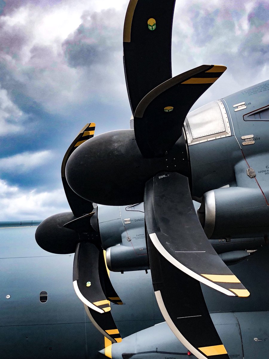 Four engine turboprop tactical airlifter - The props alone on the Airbus A400M are a thing of beauty.  #airbus #airbusa400m #aviation #aircraft #militaryaircraft #avgeek #avgeeks #aviationlovers #pilots #aircrew #militaryinspired #militarytransport
