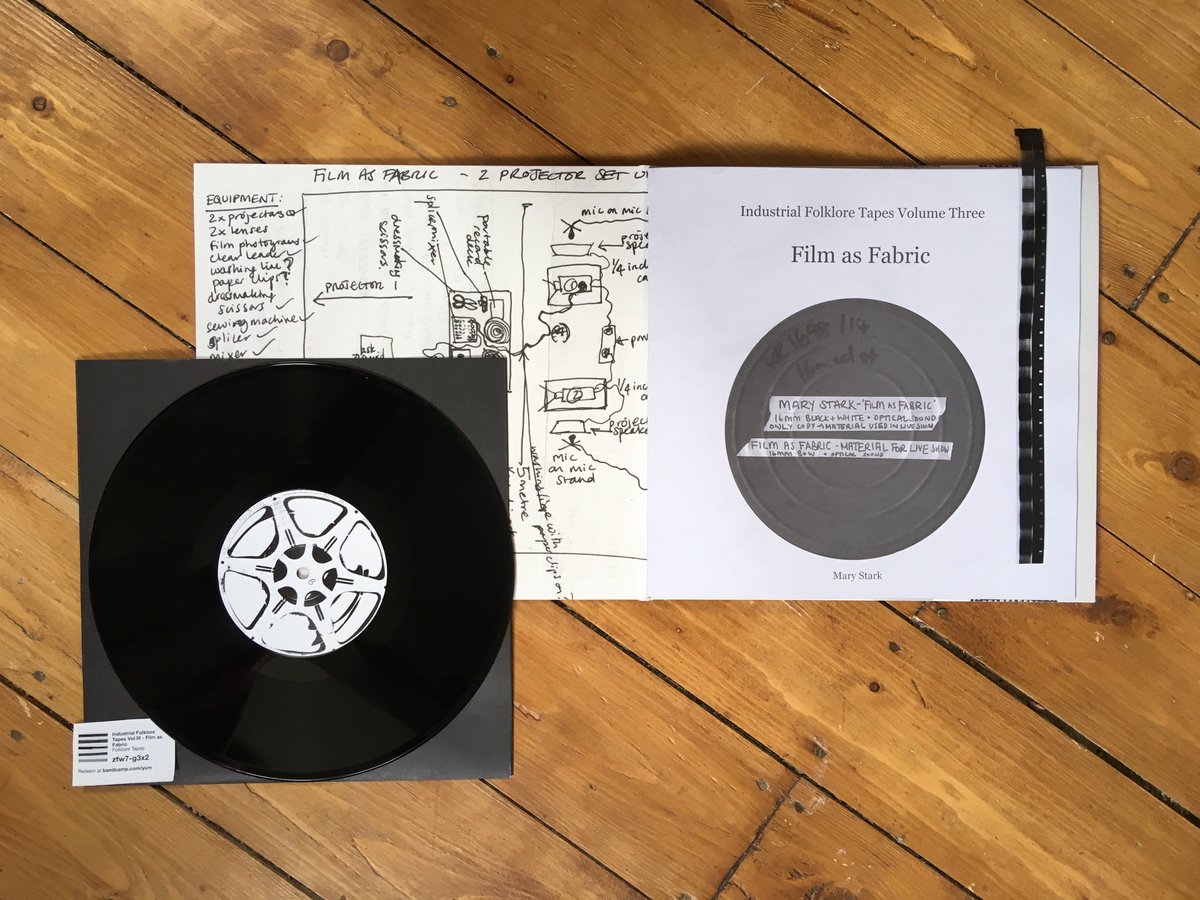 Hooray! Industrial Folklore Tapes Vol.III Film as Fabric is now on sale. 10 inch record, 16mm photogram and 12 page machine sewn booklet. just about to stitch another batch! bit.ly/2AE4jwq as featured in @thewiremagazine bit.ly/2M1XwkJ